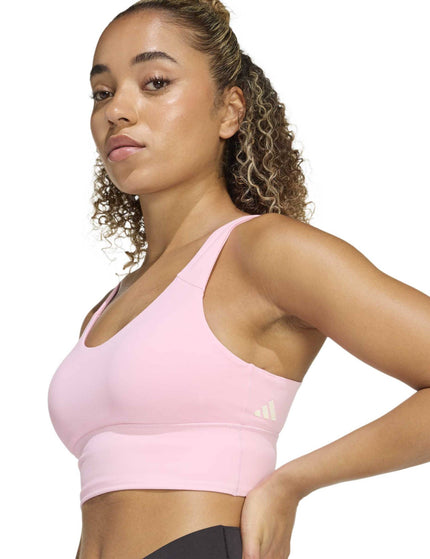 adidas 3 Stripes Studio All Me Light Support Bra - True Pinkimages3- The Sports Edit