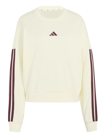 adidas Essentials 3-Stripes French Terry Sweatshirt - Ivory/Maroonimages6- The Sports Edit