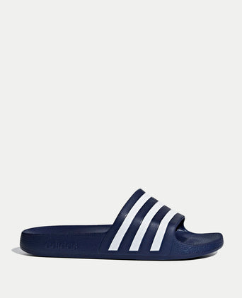 Adilette Aqua Slides - Dark Blue/Cloud White