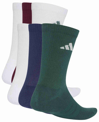 Cushioned Crew Socks 6 Pair Pack - White/Dark Blue/Maroon/Collegiate Green
