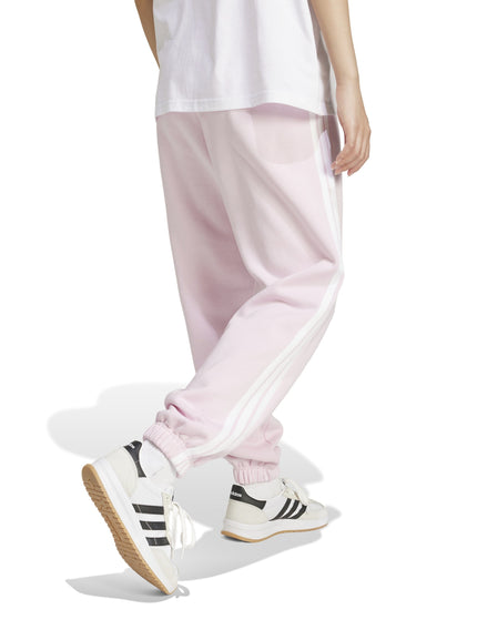 adidas Essentials 3-Stripes Fleece Loose-Fit Joggers - Clear Pink/Whiteimages2- The Sports Edit