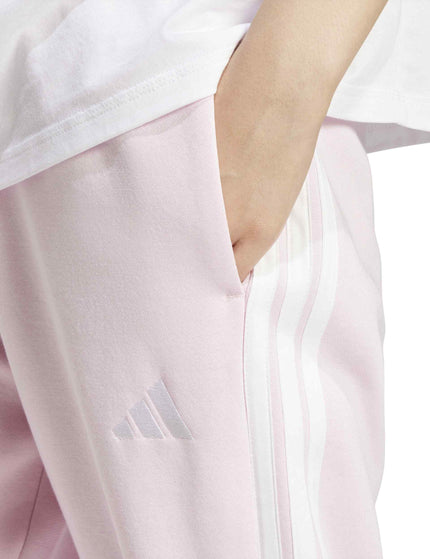 adidas Essentials 3-Stripes Fleece Loose-Fit Joggers - Clear Pink/Whiteimages3- The Sports Edit