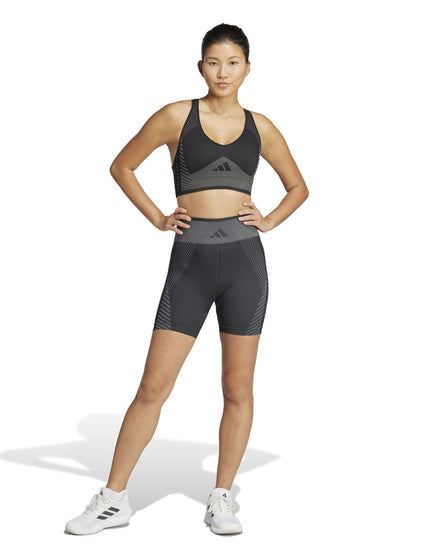 adidas Knitted Training 5" Leggings - Black/Grey Siximages5- The Sports Edit