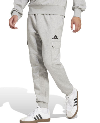 Essentials Feelcozy Fleece Cargo Joggers - Medium Grey Heather/Black