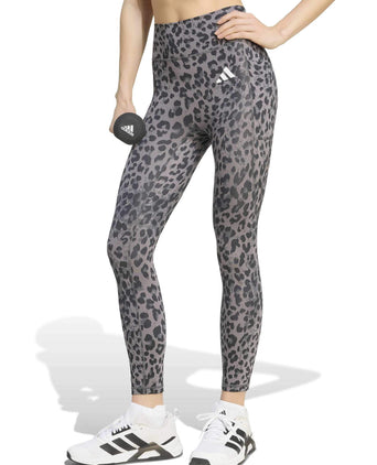 Optime Essentials 3-Stripes Leopard 7/8 Leggings - Grey Four/Grey Six/Black