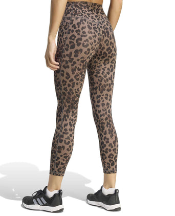 Optime Essentials 3-Stripes Leopard 7/8 Leggings - Earth Strata/Brown/Black