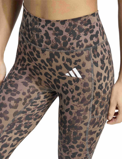 adidas Optime Essentials 3-Stripes Leopard 7/8 Leggings - Earth Strata/Brown/Blackimages3- The Sports Edit