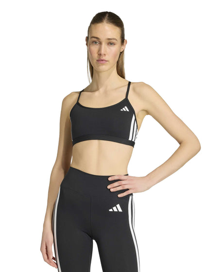 adidas Optime Essentials 3-Stripes Light Support Bra - Black/Whiteimages1- The Sports Edit