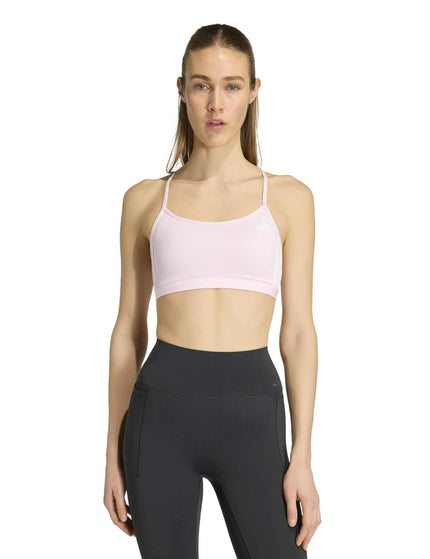 adidas Optime Essentials 3-Stripes Light Support Bra - Clear Pink/Whiteimages1- The Sports Edit