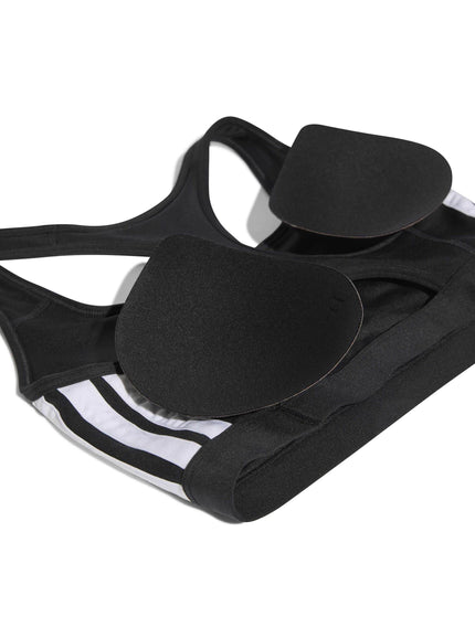 adidas Optime Essentials Workout 3-Stripes Medium Support Bra - Black/Whiteimages7- The Sports Edit