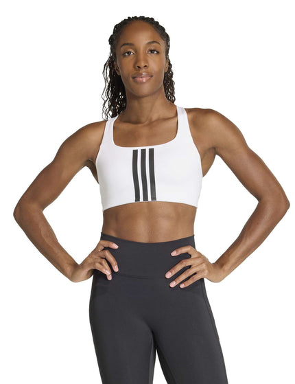 adidas Optime Workout 3-Stripes Medium Support Bra - White/Blackimages1- The Sports Edit