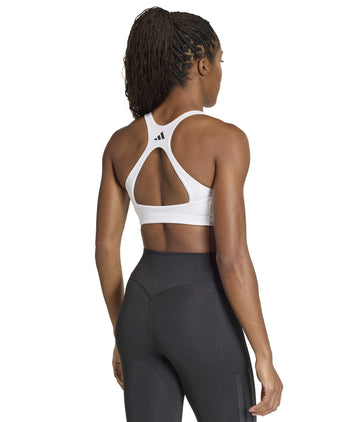Optime Workout 3-Stripes Medium Support Bra - White/Black