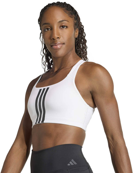 adidas Optime Workout 3-Stripes Medium Support Bra - White/Blackimages3- The Sports Edit