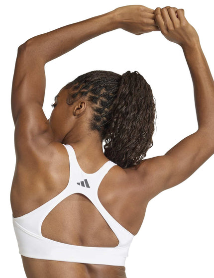 adidas Optime Workout 3-Stripes Medium Support Bra - White/Blackimages4- The Sports Edit