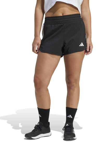 adidas Pacer Workout Woven High Waisted Shorts - Black/Whiteimages1- The Sports Edit