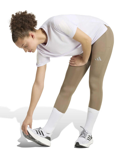 adidas Run Essentials Full Length Leggings - Khaki Siximages5- The Sports Edit