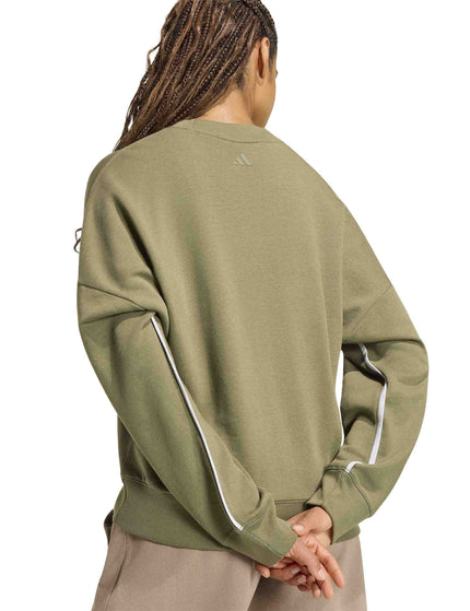 adidas Seasonal Essentials Colorpop Sweatshirt - Olive Strata/Light Solid Greyimages3- The Sports Edit