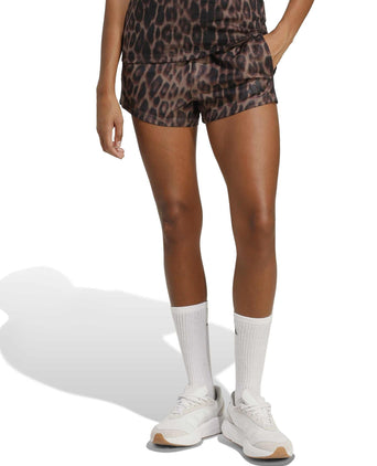 Seasonal Essentials Leopard Print Woven Shorts with 3-Stripes - Multicolour/Earth Strata