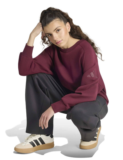 adidas Soft Lux Loose Sweatshirt - Maroonimages5- The Sports Edit