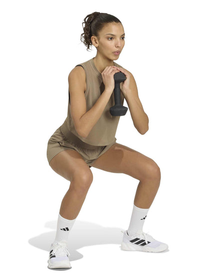 adidas Train Essentials Boxy Workout Tank Top - Khaki Siximages5- The Sports Edit