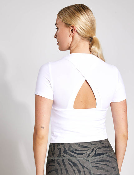 Beyond Yoga Featherweight Peekaboo Cropped Tee - Cloud Whiteimages1- The Sports Edit