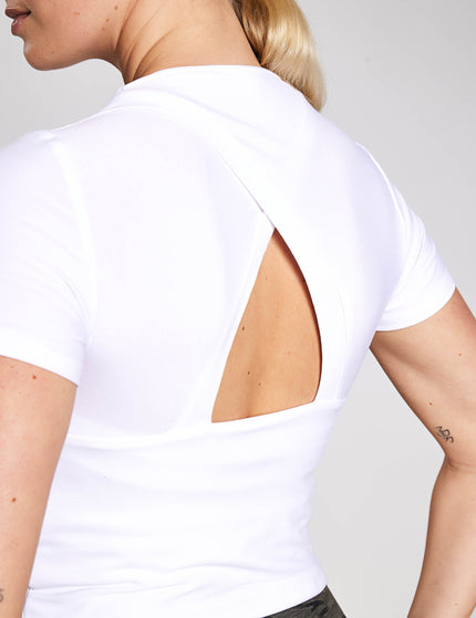 Beyond Yoga Featherweight Peekaboo Cropped Tee - Cloud Whiteimages4- The Sports Edit
