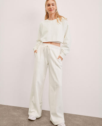 LuxeFleece Pintuck Wide Leg Pant - Fresh Snow