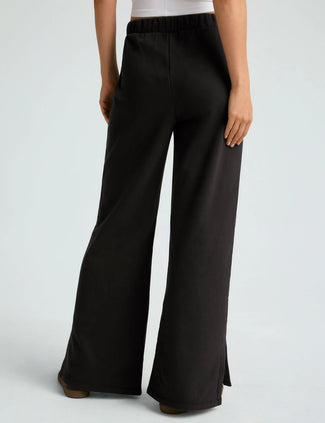 Open Ended Mid Rise Wide Leg Pant - Black