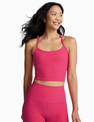 Spacedye Slim Racerback Cropped Tank - Vivid Pink Heather