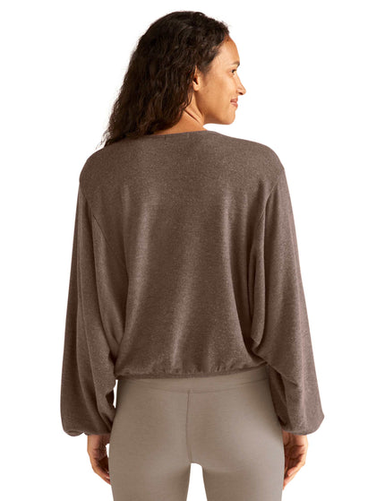 Beyond Yoga Wrapped Up Pullover - Heathered Truffleimages2- The Sports Edit