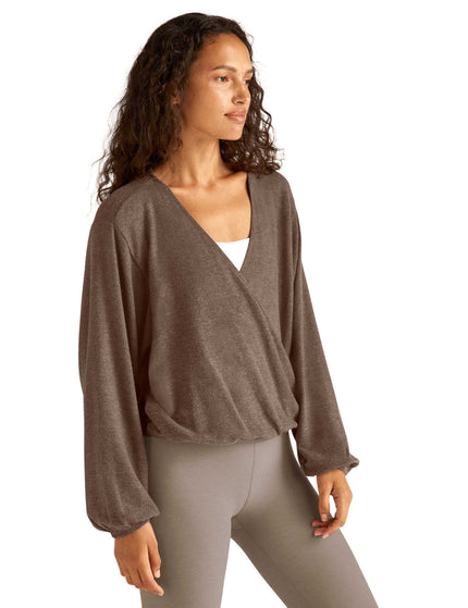 Beyond Yoga Wrapped Up Pullover - Heathered Truffleimages3- The Sports Edit