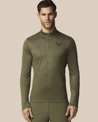 Adapt All-Over Print Quarter Zip Long Sleeve Top - Ivy Green