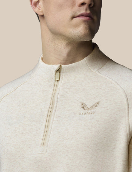 Castore Adapt Cotton Fleece Quarter Zip Sweatshirt - Oatmeal Marlimages3- The Sports Edit