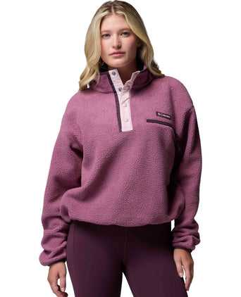 Helvetia II Cropped Sherpa Half Snap Fleece - Anitque Mauve/Mineral Pink