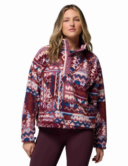 Helvetia II Cropped Sherpa Half Snap Printed Fleece - Antique Mauve/Geomix