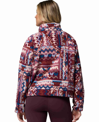 Helvetia II Cropped Sherpa Half Snap Printed Fleece - Antique Mauve/Geomix