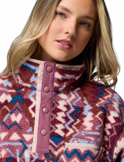 Columbia Helvetia II Cropped Sherpa Half Snap Printed Fleece - Antique Mauve/Geomiximages3- The Sports Edit