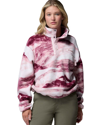 Helvetia II Cropped Sherpa Half Snap Printed Fleece - Antique Mauve/Summits