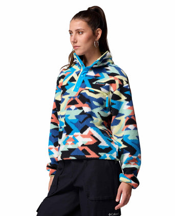 Helvetia II Cropped Sherpa Half Snap Printed Fleece - Compass Blue Reflections/Compass Blue