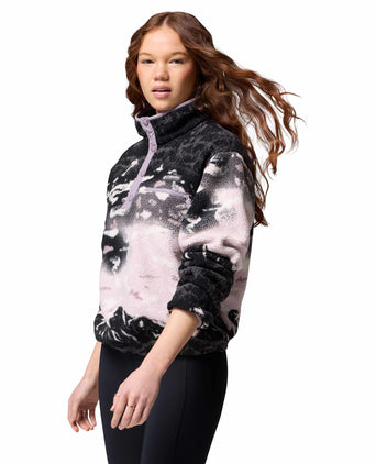 Helvetia II Cropped Sherpa Half Snap Printed Fleece - Shale Purple Sisters/Shale Purple