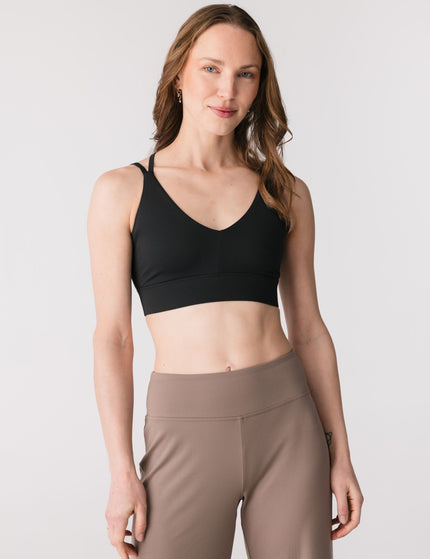 Girlfriend Collective Gigi Strappy Light Support Sports Bra - Blackimages1- The Sports Edit