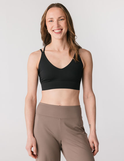 Girlfriend Collective Gigi Strappy Light Support Sports Bra - Blackimages5- The Sports Edit