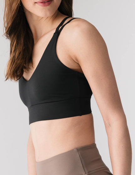 Girlfriend Collective Gigi Strappy Light Support Sports Bra - Blackimages4- The Sports Edit