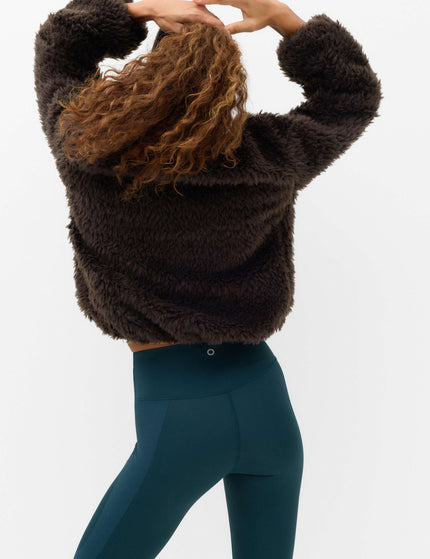 Goodmove Borg Half Zip Textured Funnel Neck Fleece Jacket - Bitter Chocolateimages2- The Sports Edit