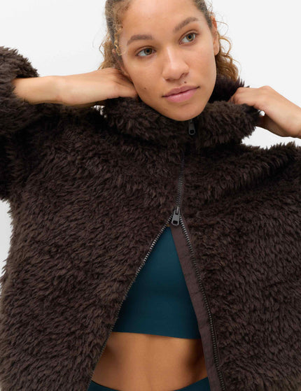 Goodmove Borg Half Zip Textured Funnel Neck Fleece Jacket - Bitter Chocolateimages3- The Sports Edit