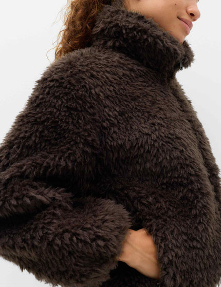 Goodmove Borg Half Zip Textured Funnel Neck Fleece Jacket - Bitter Chocolateimages4- The Sports Edit