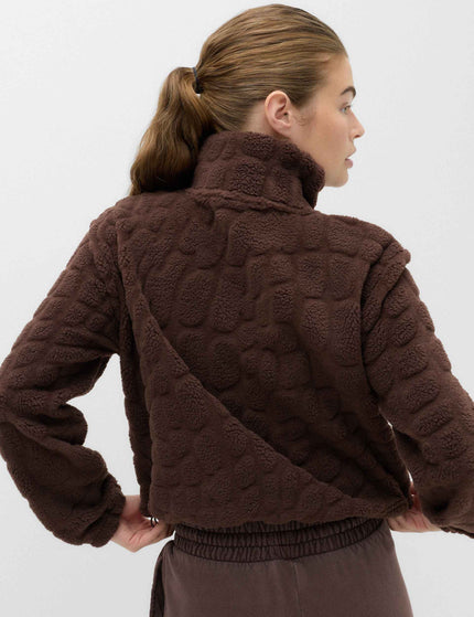 Goodmove Borg Textured Funnel Neck Fleece Jacket - Dark Chocolateimages2- The Sports Edit