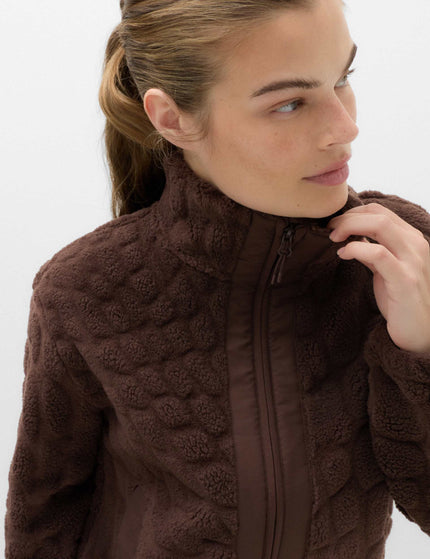 Goodmove Borg Textured Funnel Neck Fleece Jacket - Dark Chocolateimages3- The Sports Edit
