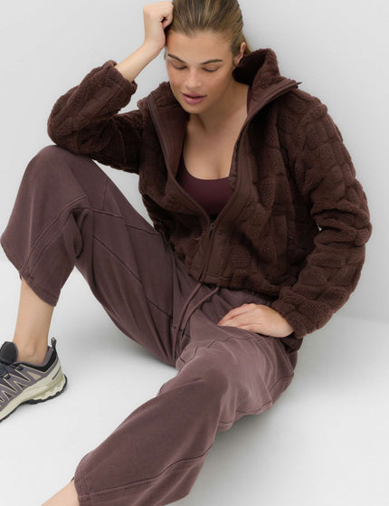 Goodmove Borg Textured Funnel Neck Fleece Jacket - Dark Chocolateimages6- The Sports Edit