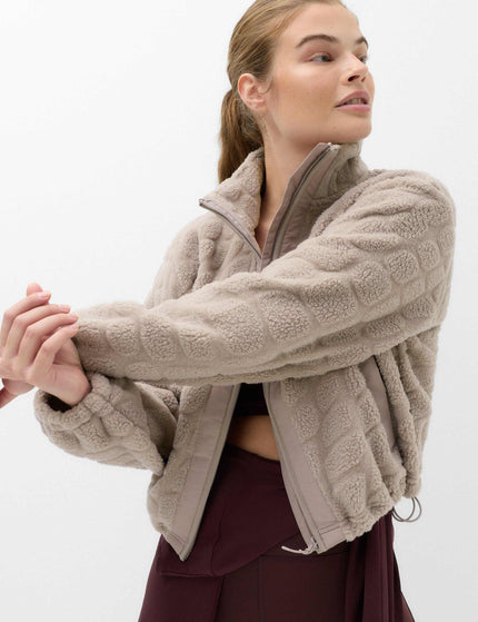 Goodmove Borg Textured Funnel Neck Fleece Jacket - Puttyimages4- The Sports Edit